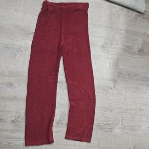 Women's Burgundy Straight Leg Soft Sherpa Style Fuzzy Pants Size M/L New No Tags